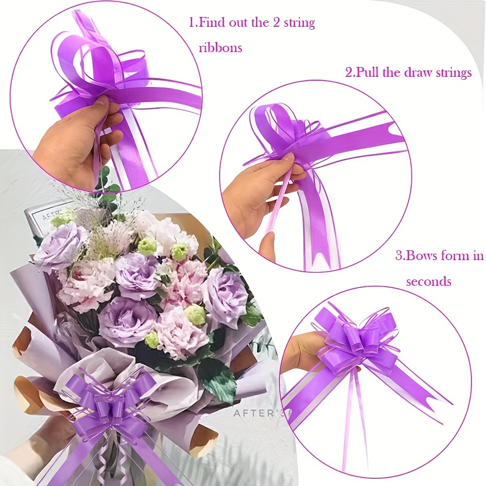 Set of 10 Large Pull String Bows for Gift Wrapping Gift Box Baskets –  Floral Supplies Store