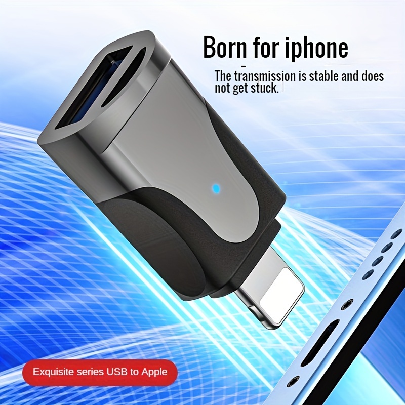 Adaptador de cámara USB para iPhone, adaptador USB A hembra OTG con puerto  de carga, convertidor USB portátil para iPad compatible con unidad flash