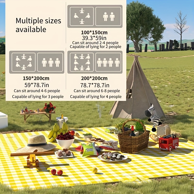 Manta de picnic impermeable, a prueba de arena, 80 x 80 pulgadas, 3 capas,  compacta, extragrande, lavable a máquina, plegable, manta grande XL al aire