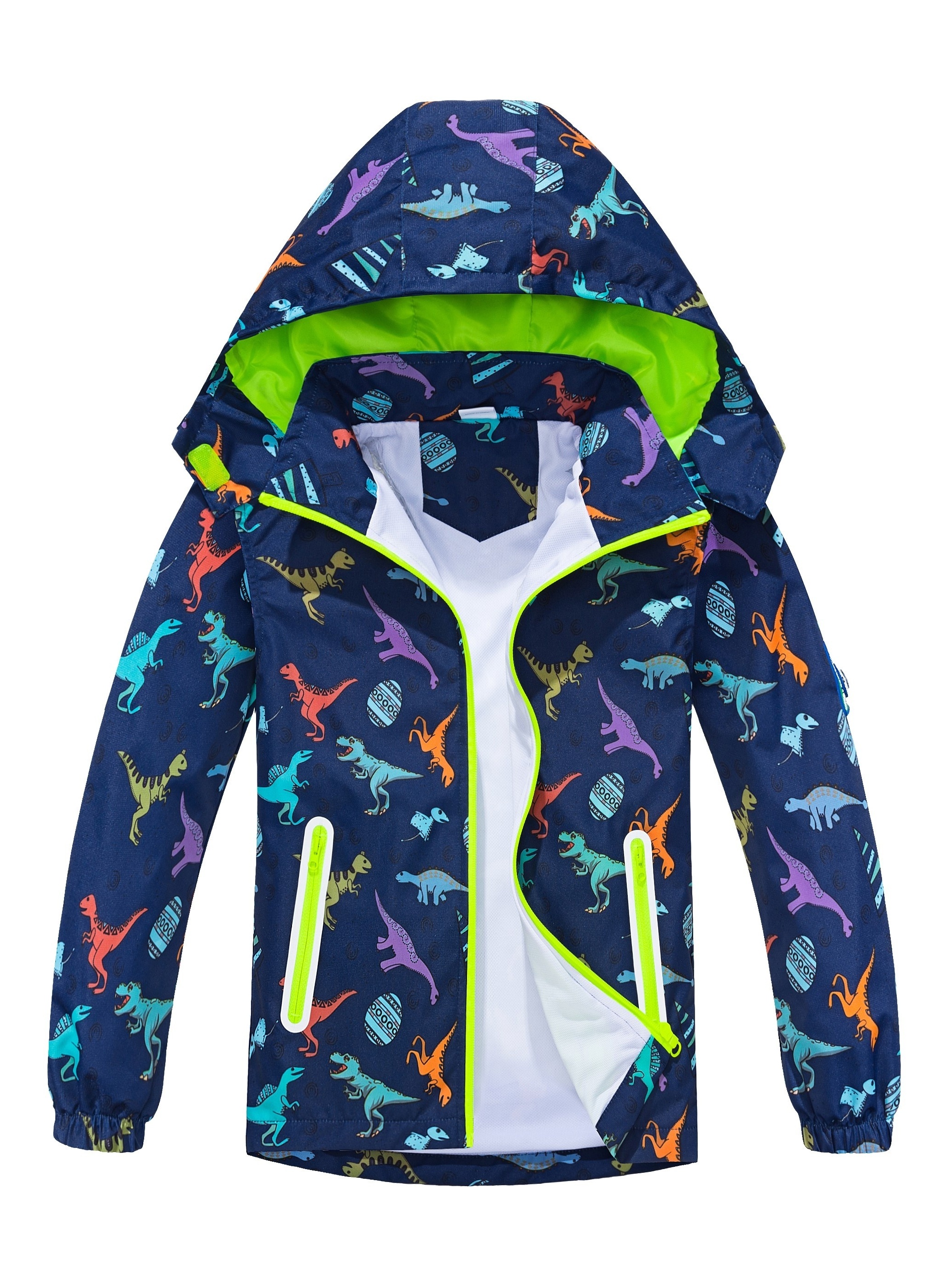 LZH Toddler Baby Boys Girls Raincoat Waterproof Hooded Jacket Dinosaur