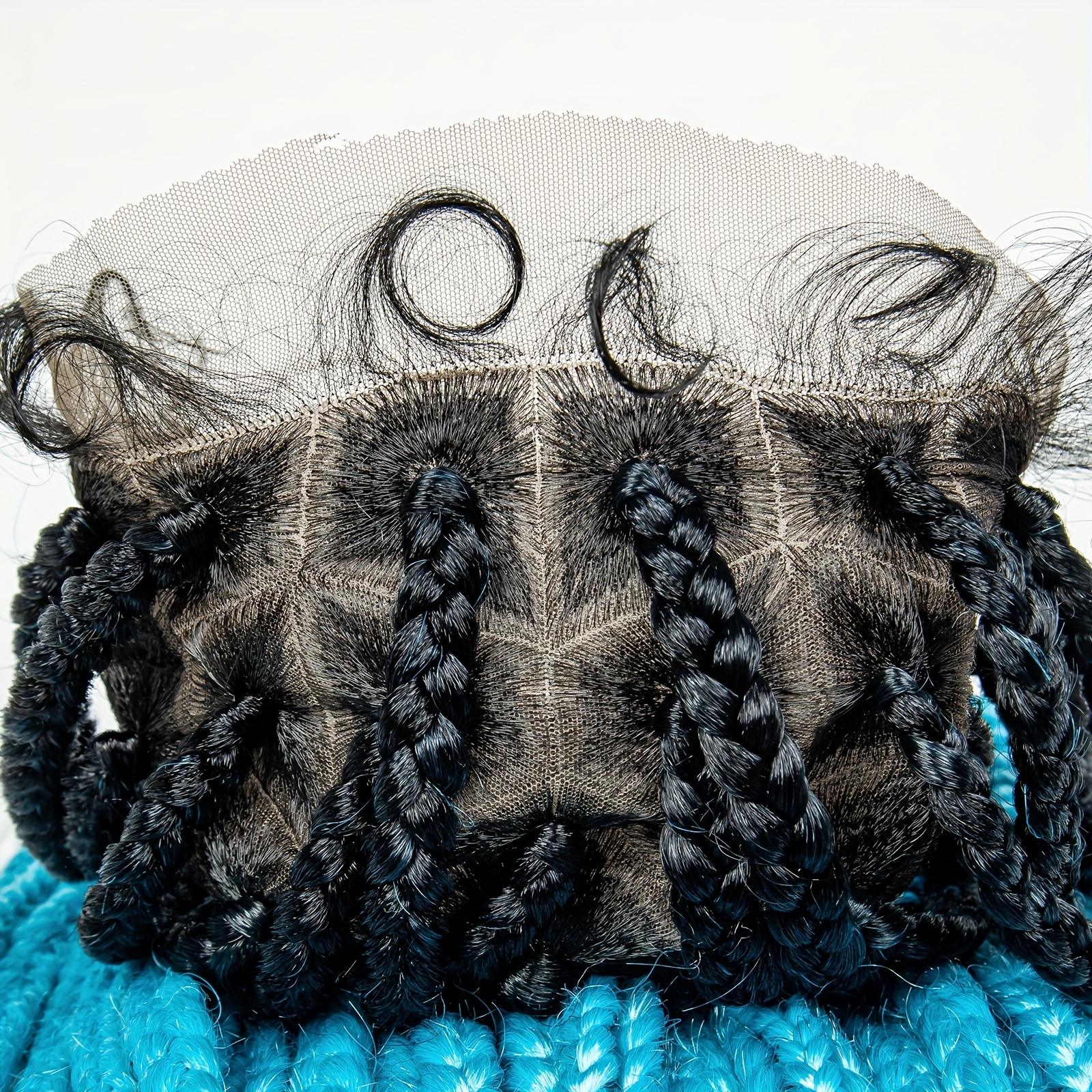 Box Braids Fully Hand Braided Ombre Lace Wig (Blue / Purple) Box