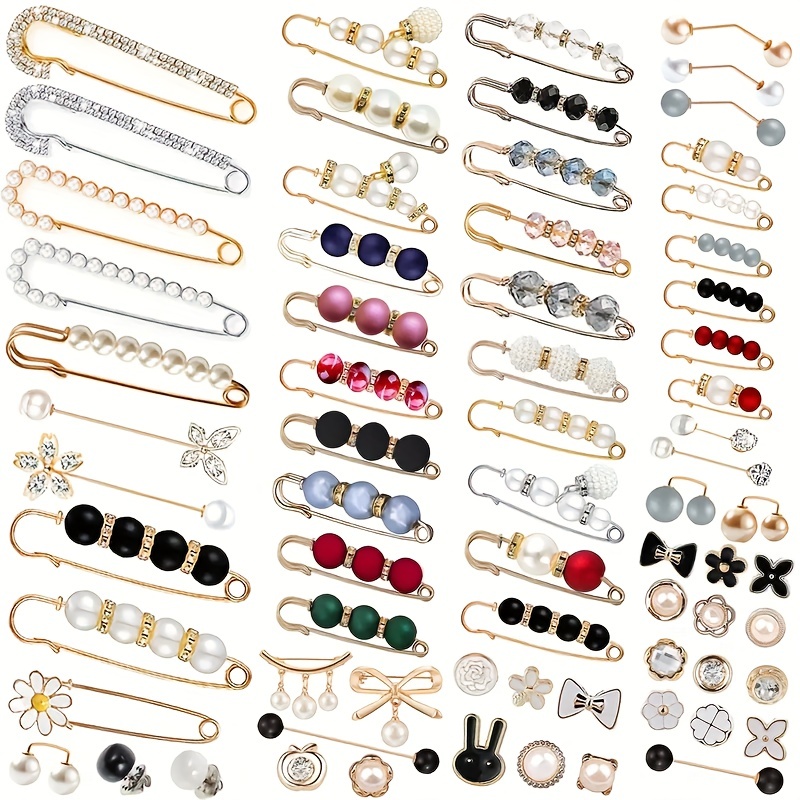 

35/70pcs Waist Pin Coat Skirt Sweater Brooch Pin Faux Pearl Non-slip Pin Clothing Accessories