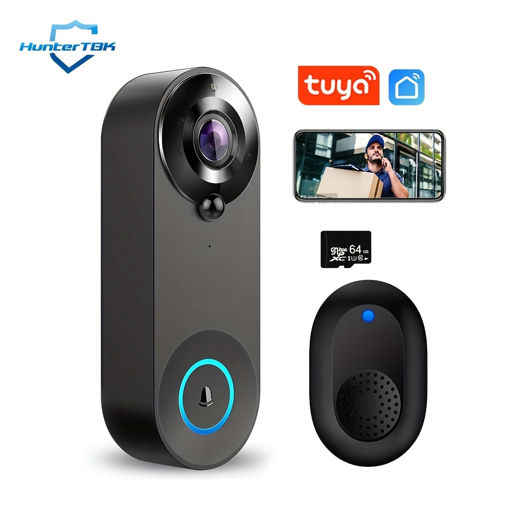 Tuya Home Security Sonnette sans fil Sonnette vidéo Smart Wifi Sonnette avec  caméra Interphone Sonnette de porte sans fil