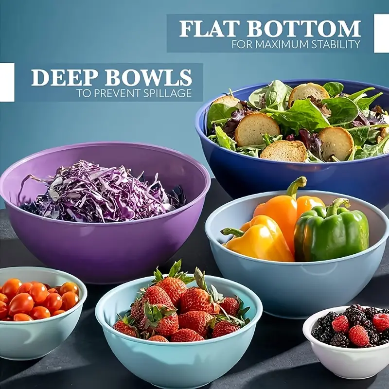 Plastic Mixing Bowls With Lids, Salad Mixing Bowl Set, For Food