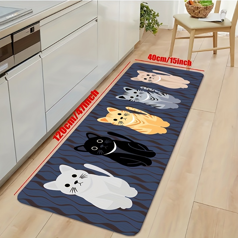 Cute Cat Kitten Long Door Kitchen Mat NonSlip Entrance Carpet