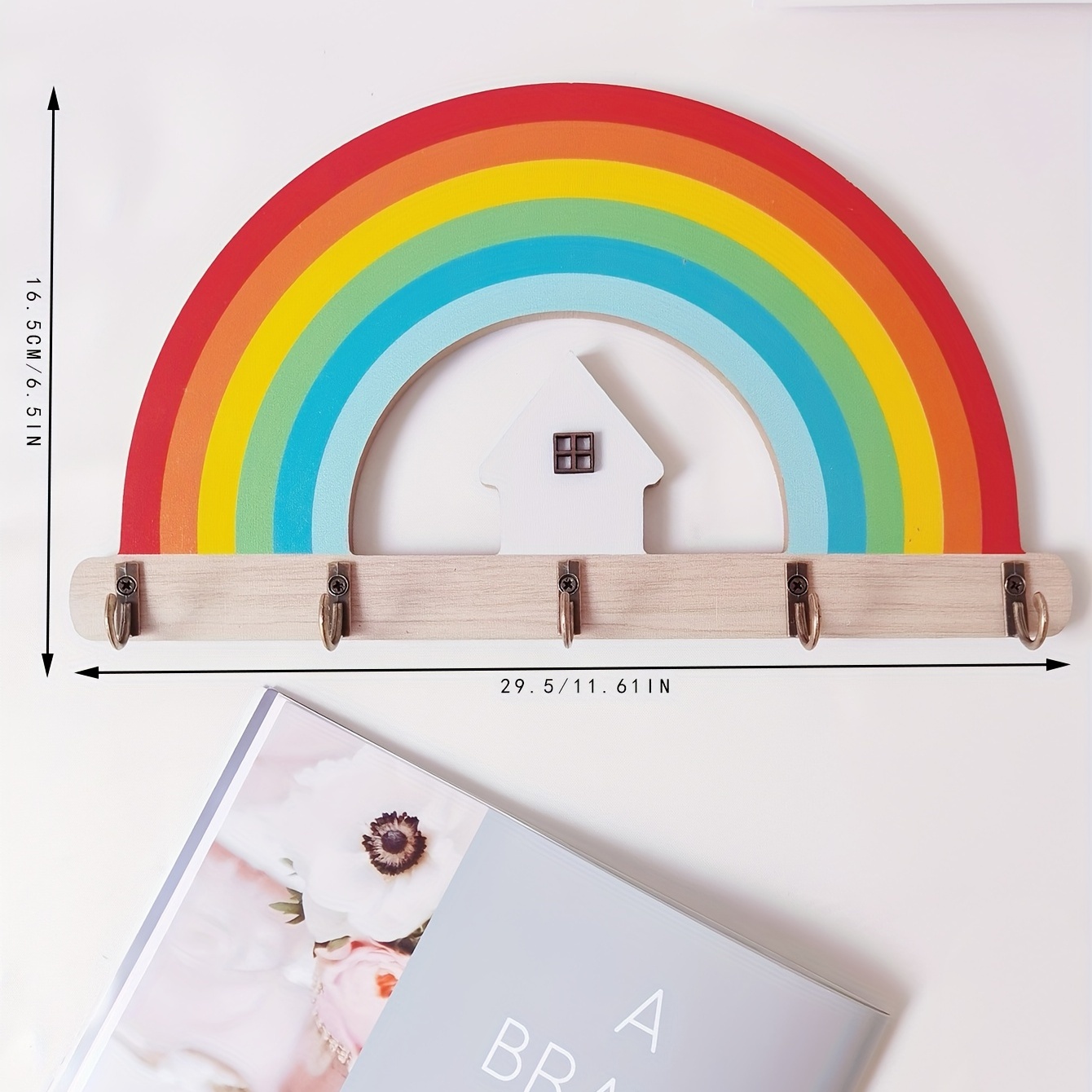 Wooden Rainbow Design Key Holder Wall Mounted Coat Hat Key - Temu