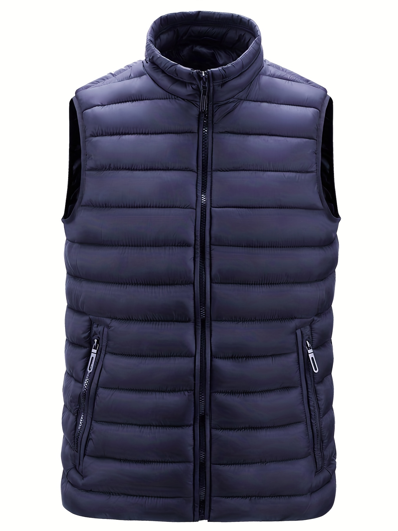 Men's Casual Vest Lightweight Warm Solid Color Zipper Vest - Temu Australia