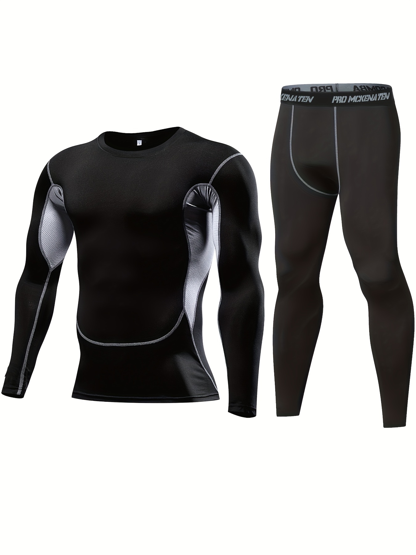 Men's Sports Running Set Compression Shirt + Pants Skin - Temu
