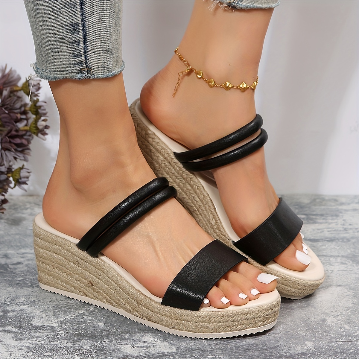 sandale espadrile cu pană cu platformă pentru femei pantofi
