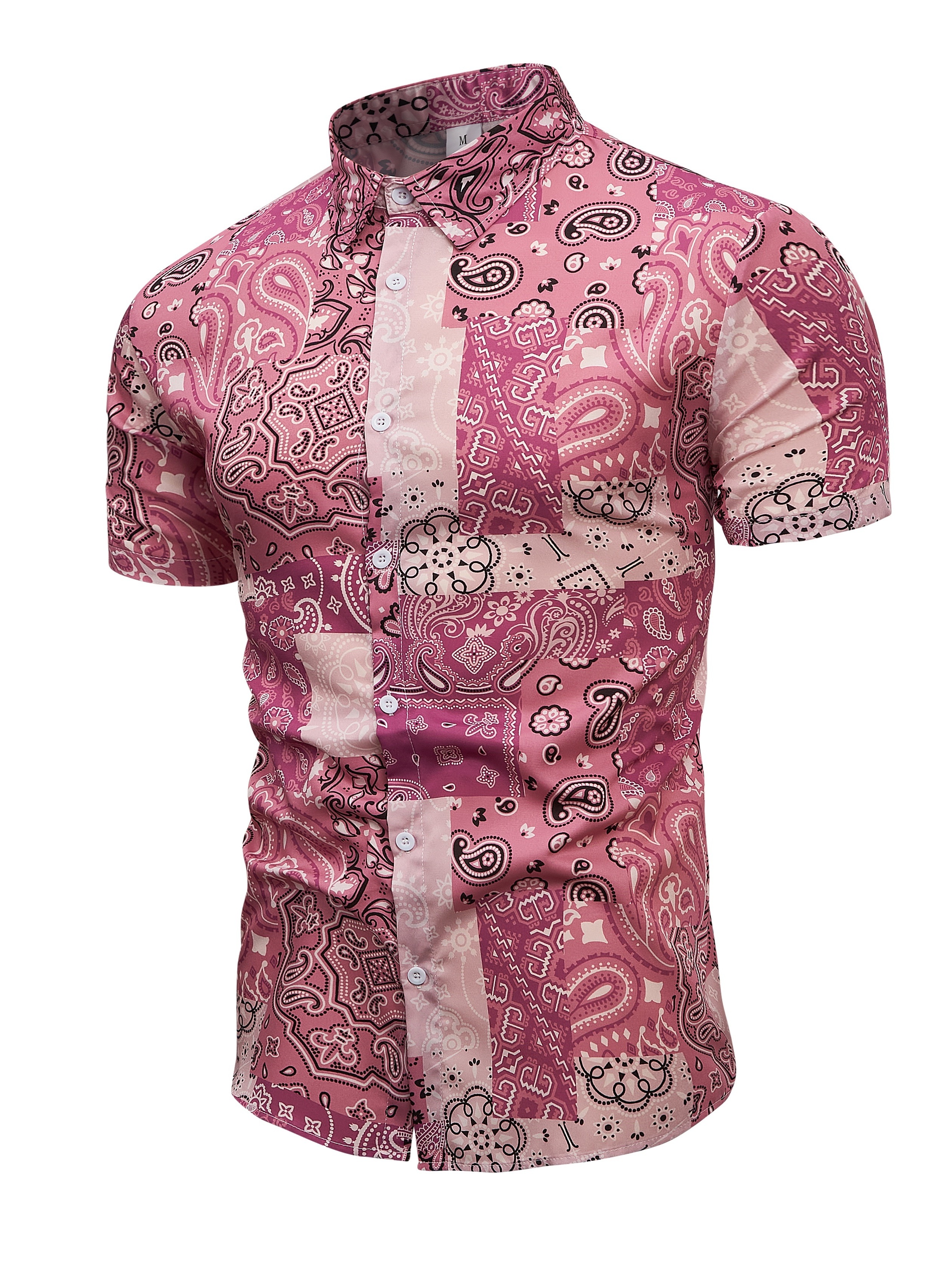 Stylish Paisley Print Men's Casual Short Sleeve Shirt, Men's Shirt