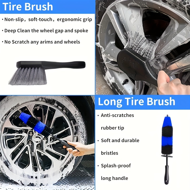 Car Wheel Tire Cleaning Brush Set Detailing Brush Drill Rim Cleaner Brush  Car .