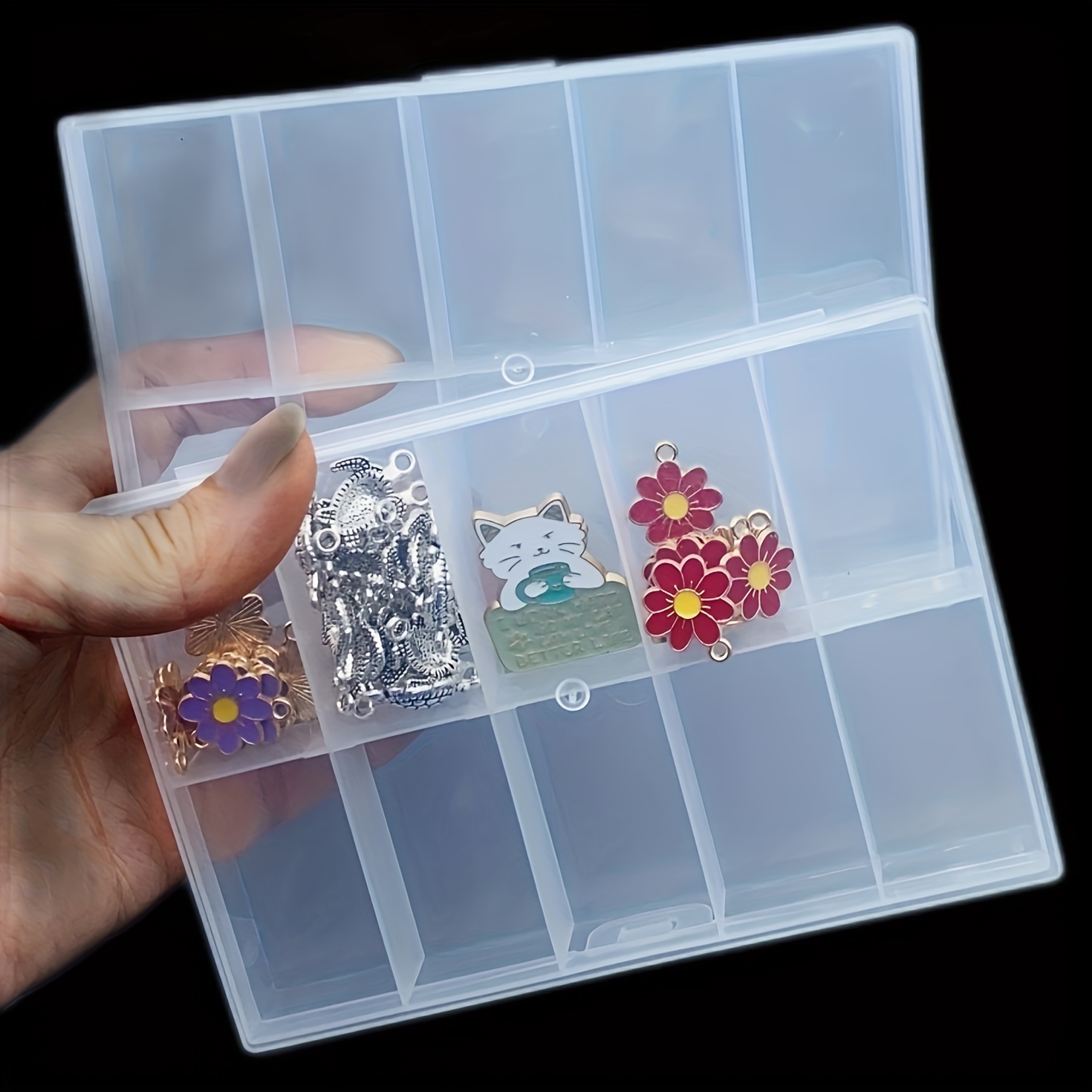 4PCS Clear White Plastic Organizer Box with Dividers 24 Grid Storage  Containers Jewelry Storage Box with Dividers for Beads Earrings Necklaces  Rings