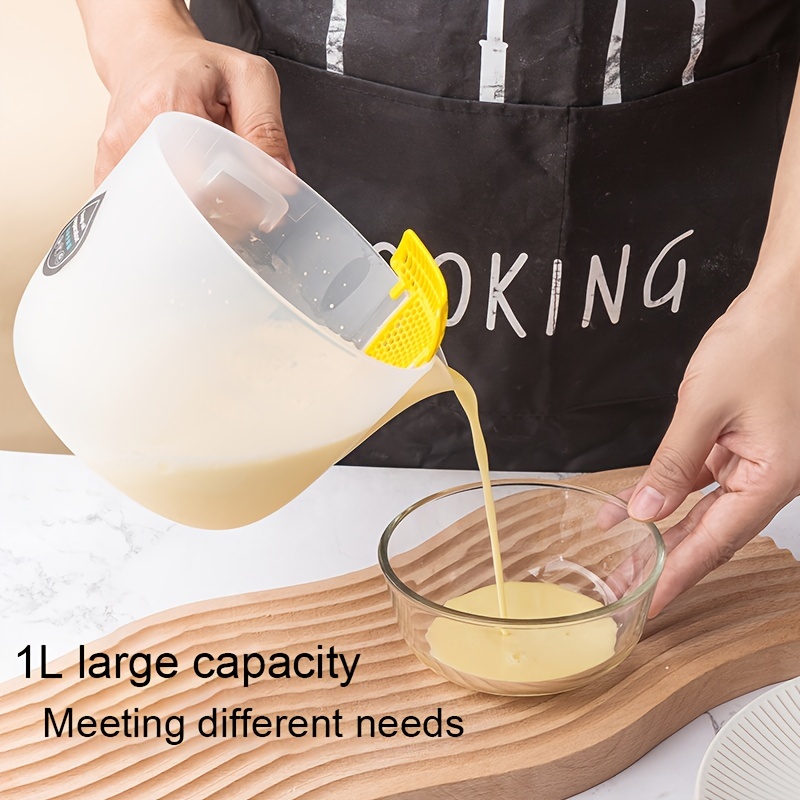 Egg Batter Bowl Large Capacity Measuring Cup With Scale Household Egg  Liquid Filter Bowl Kitchen Cooking Filter Baking Soy Filter Bowl Egg Batter  Bowl With Filter Baking Whisk Bowl With Drain Tip