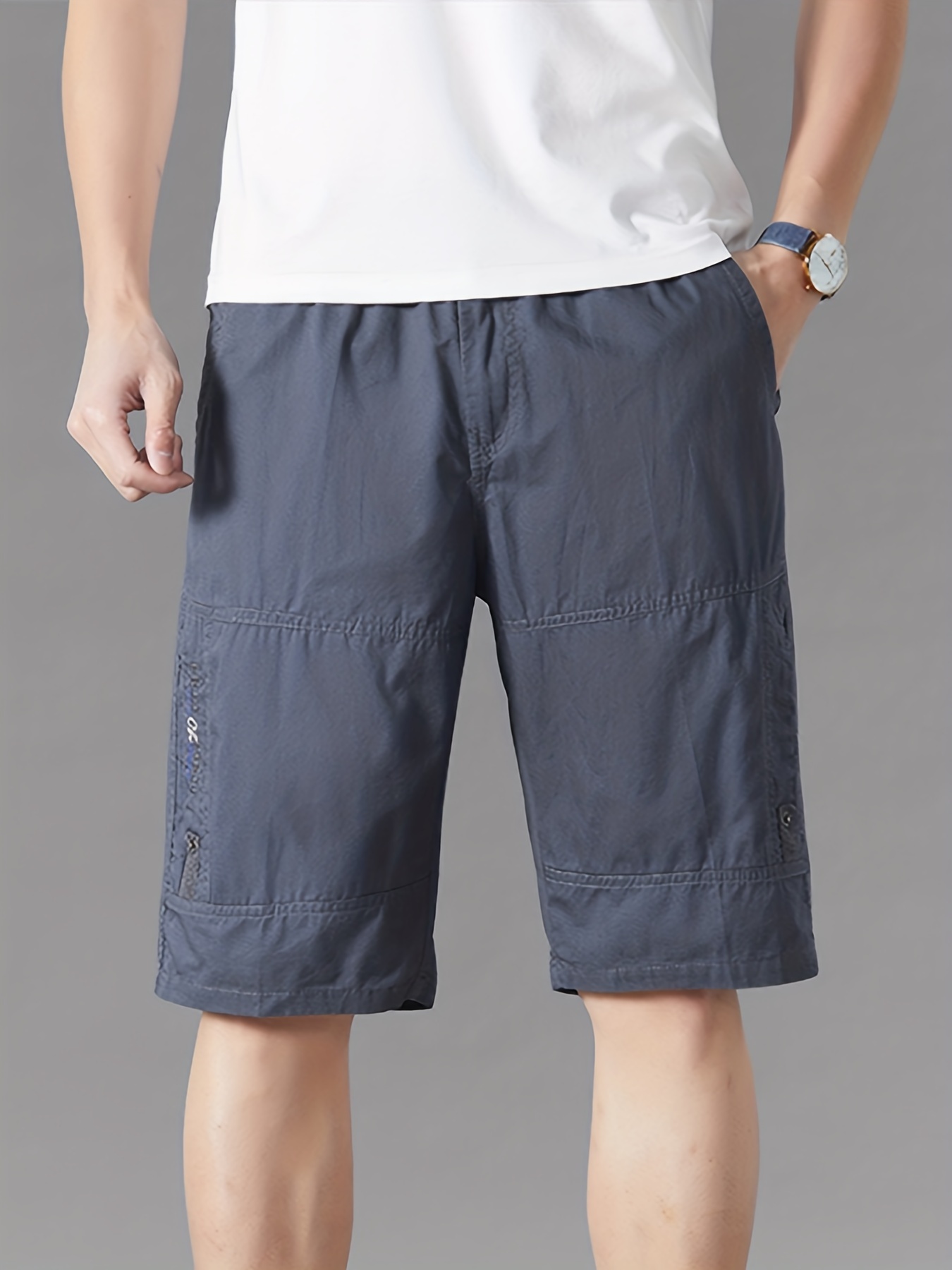 Comfy Cotton Cargo Shorts Men's Casual Waist Drawstring - Temu