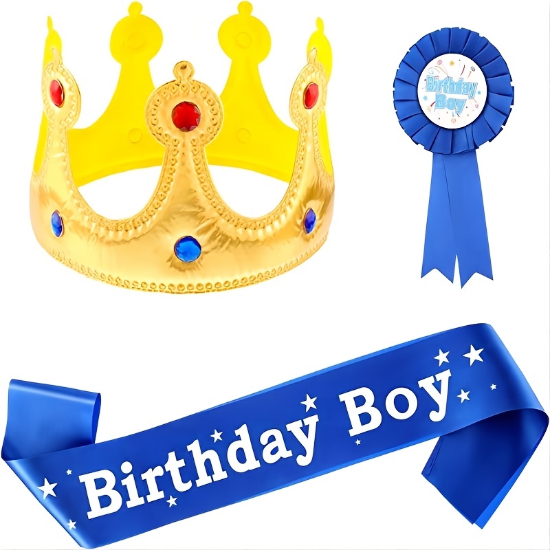 Corona dorada de regalo para fiestas infantiles, corona dorada para niños,  4 piezas, corona de cumpleaños, corona de rey ajustable, corona de fiesta