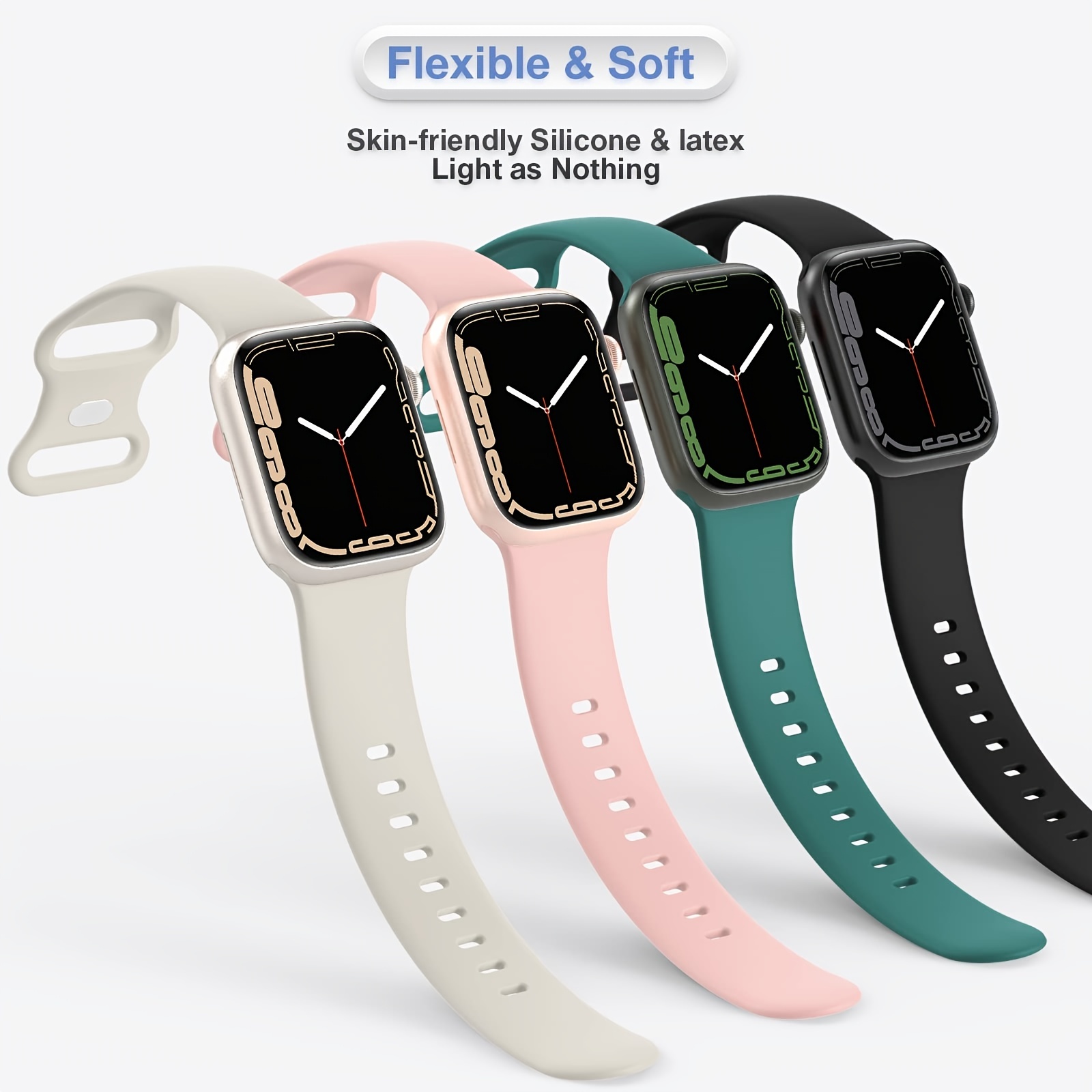 Bracelet Apple Watch en Silicone Pour Series 4 5 SE 6 7 38/40/41 42/44/45  MM