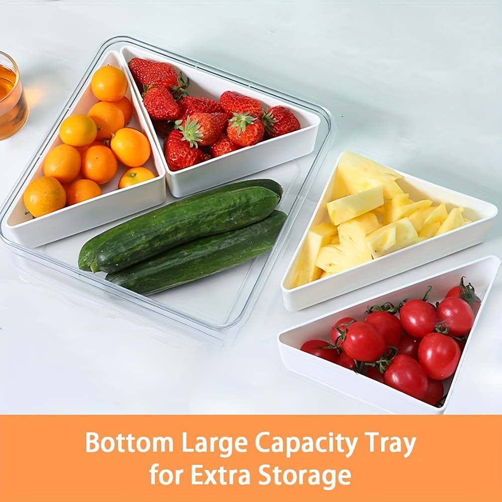 Stackable Veggie Tray With Lid 4 Compartment Snack - Temu