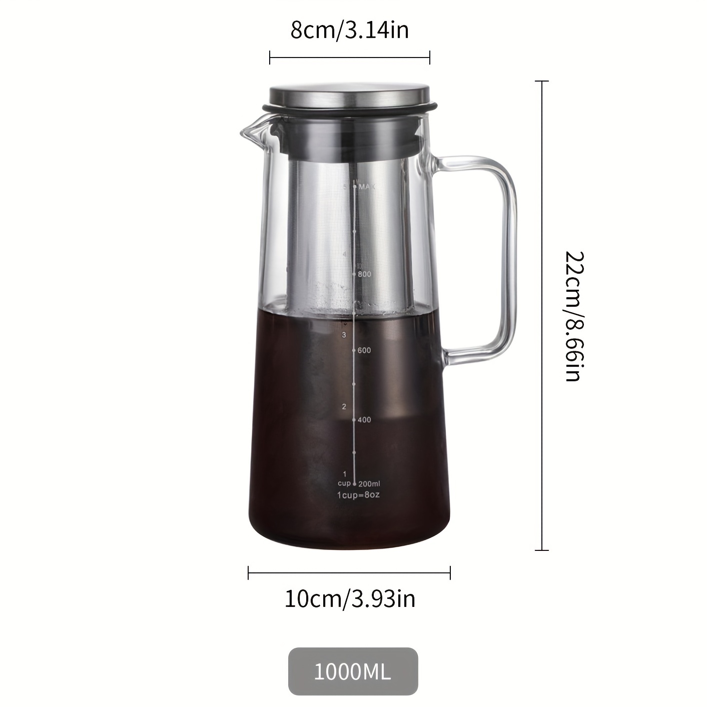 1.0L French Press Filter Tea Coffee Maker Glass Large Pot Mug Brewer  Stainless