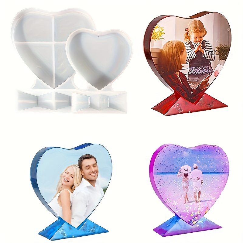

1pc 2 Sizes Of Resin Heart Shaped Photo Frame Silicone Molds, Diy Personalized Photo Stand Silicone Mold, Used For Making Souvenirs, Handicrafts, Home Decoration