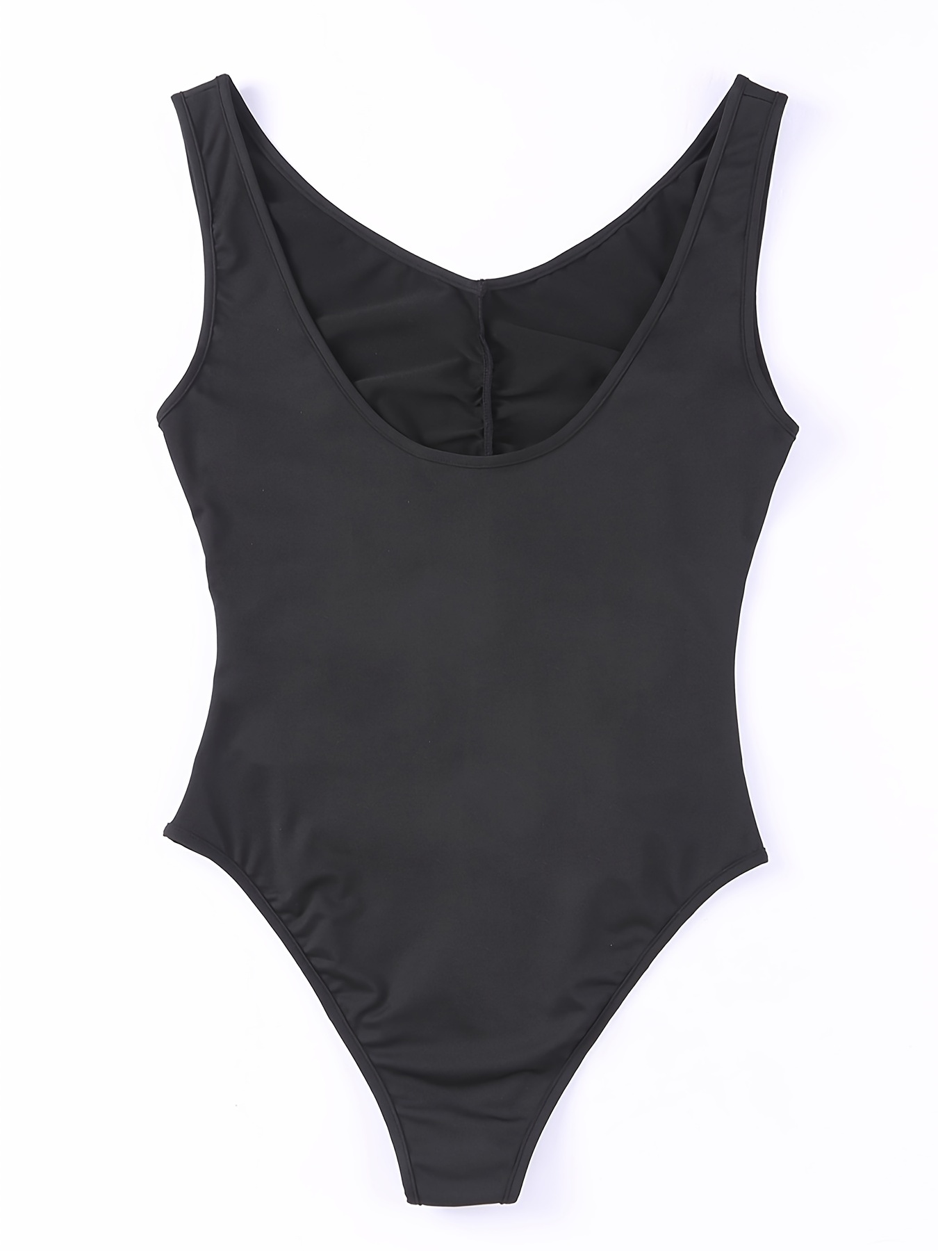 Black Ruched Bodysuit, Sexy Skinny Sleeveless Stretchy V-neck One Piece  Bodysuit, Women's Clothing