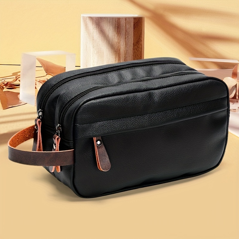 Black Men Travel Duffle Bags Waterproof PU Leather Handbags