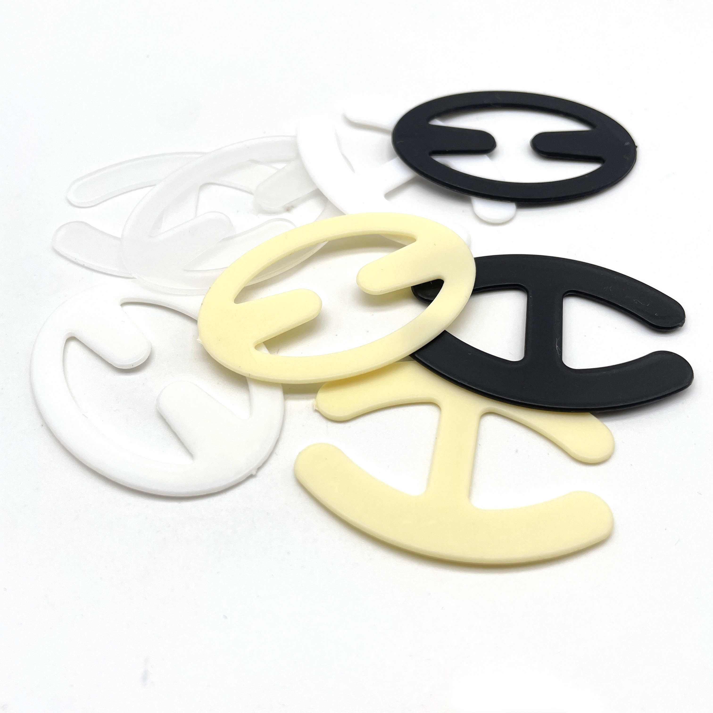 4pcs Invisible Bra Strap Clips - Adjustable, Non-Slip Buckles for Seamless Lingerie Look - Available in Transparent, White, Yellow, Black