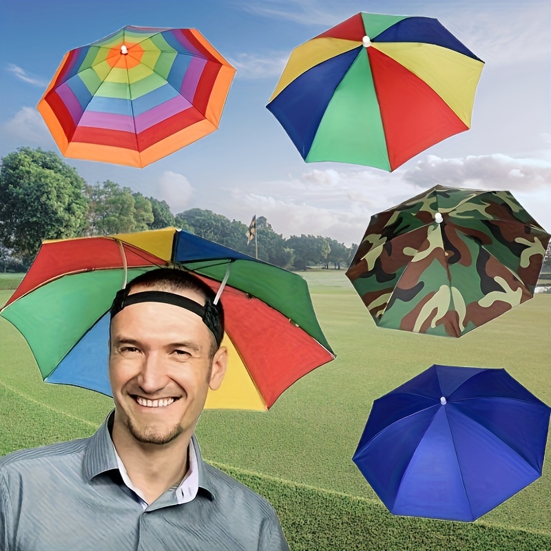 Paraguas de lluvia portátil, sombrero verde militar, parasol