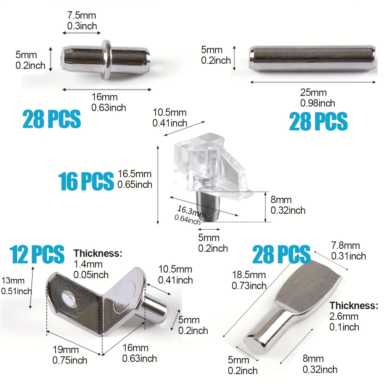 Litoexpe 50pcs Shelf Pegs, 3 Millimeters or 1/8 Inch Cabinet Shelf