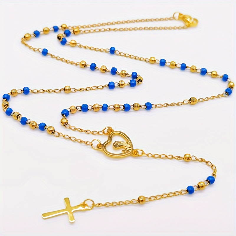 tumundo® Rosenkranz Kette Halskette Kreuz Perlenkette Perlen Jesus