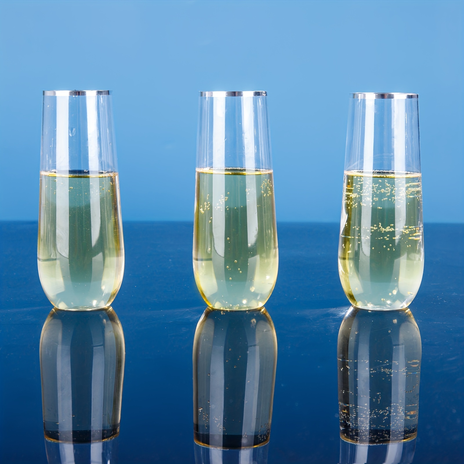 Plastic Champagne Flutes - Clear Stemless Cup