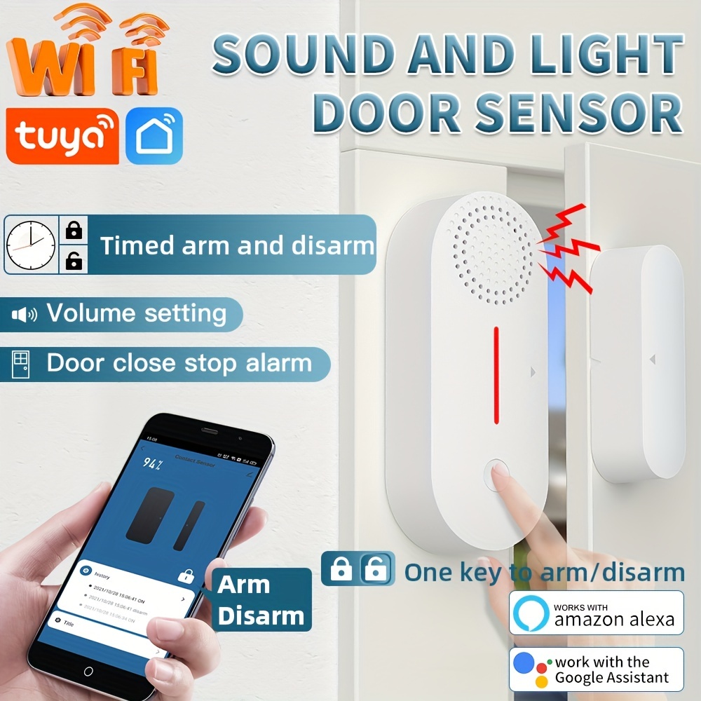 Comprar Sensor de puerta WIFI Tuya APP Control puerta ventana apertura  Sensor de alarma de seguridad interruptor magnético