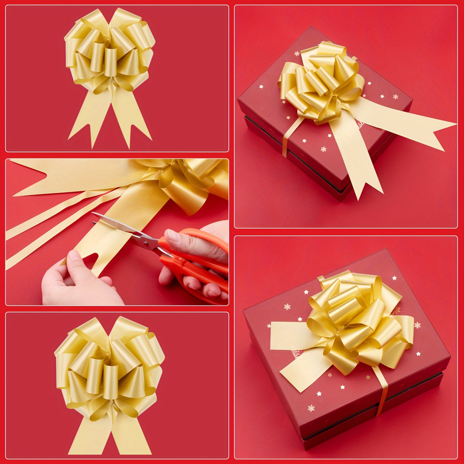6 Pieces Pull Bows Wrapping Pull Bows for Gift Wrapping, Christmas, Party  Birthday Gift Wedding Ribbon Bows for Wrapping Boxes or Flower Decorations,  Valentine's Day Gift Decorations (red) : : Home