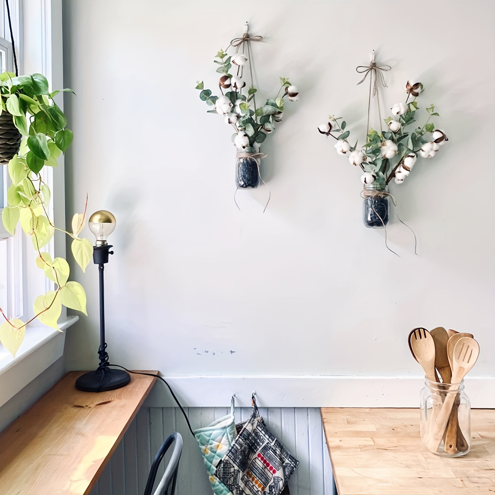 Hoja de eucalipto de algodón para decoración de sala de estar