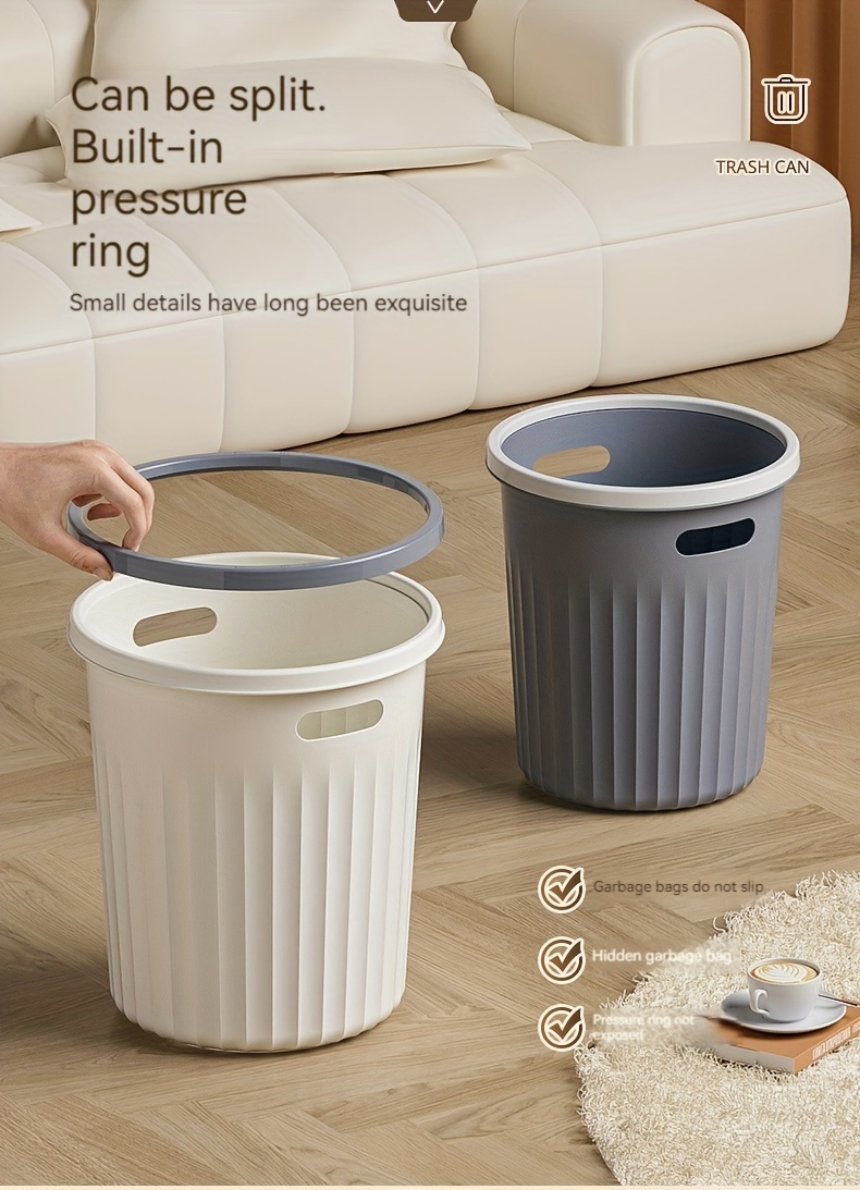 Simple Trash Can Pressure Ring Trash Bin Plastic Garbage Bin - Temu