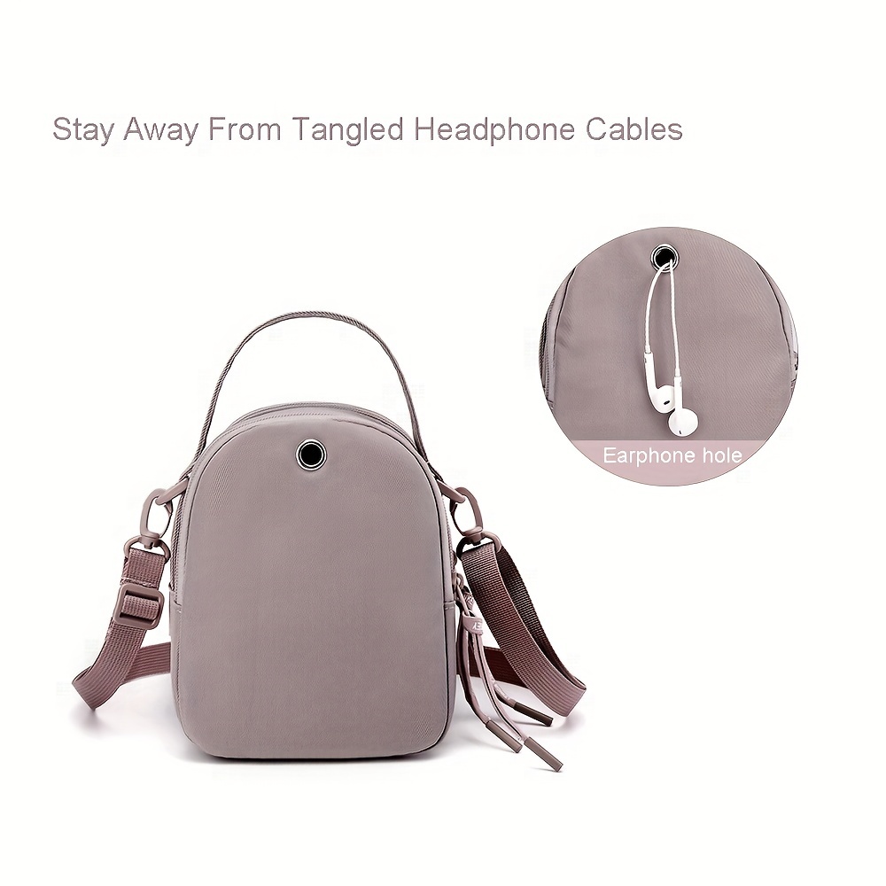 Womens Leather Chest Sling Bag With Headphone Cable Hole Sling