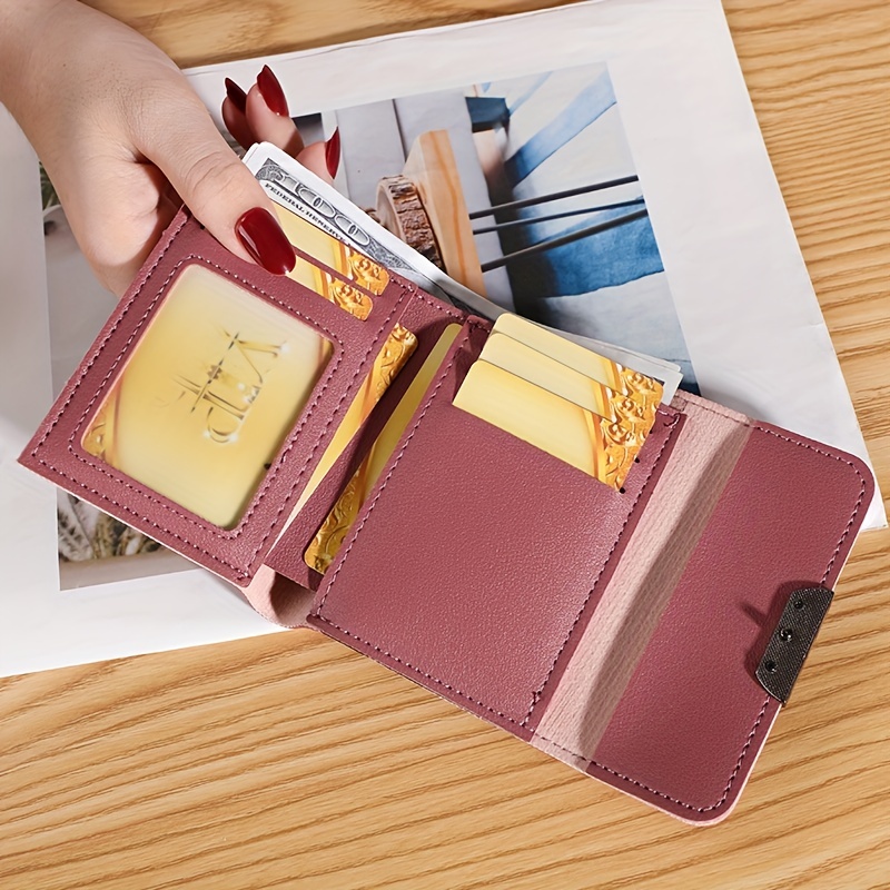 Women Credit Card Holder Women's Wallet Pu Leather Card Holder Small Purses  (Color : Brown) : : Fashion