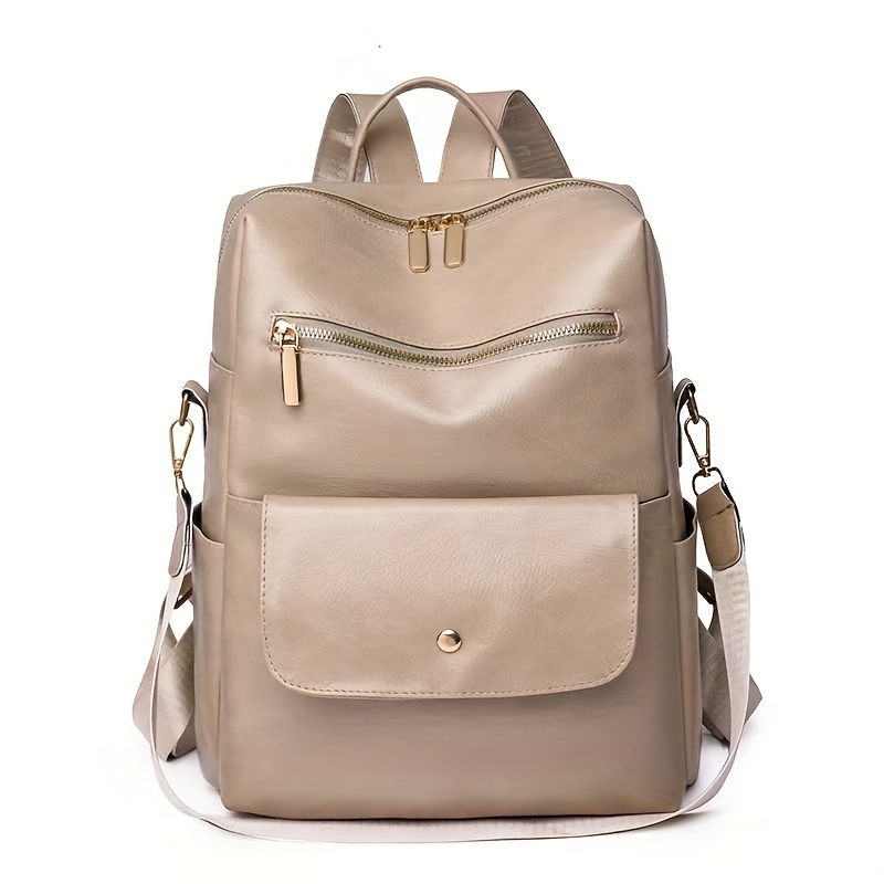 Large Capacity PU Leather School Backpack