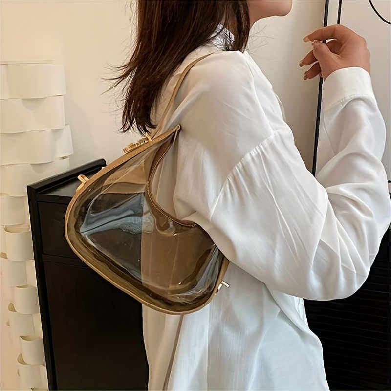 Trendy Transparent Crescent Bag, Transparent Jelly Underarm Bag, Women's  Clear Shoulder Purse & Handbag - Temu