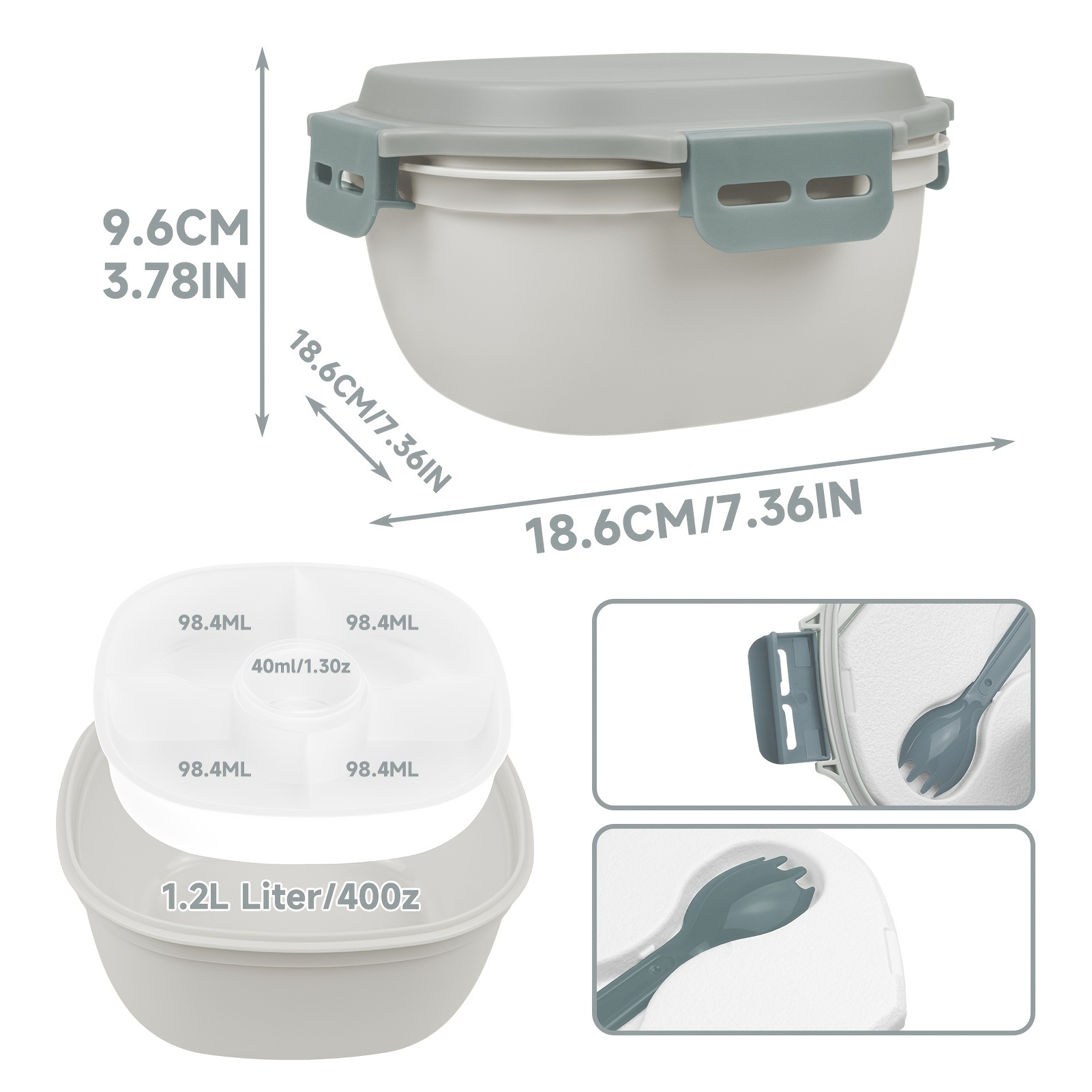 1pc Bento Box With Built In Ice Pack And Fork 1 2l Leakproof Reusable Lunch  Containers