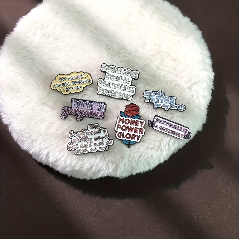 1/3/4pcs Lyrics Letter Enamel Pins Tape Rose Brooches Lapel Badges Jewelry  Gift For Men