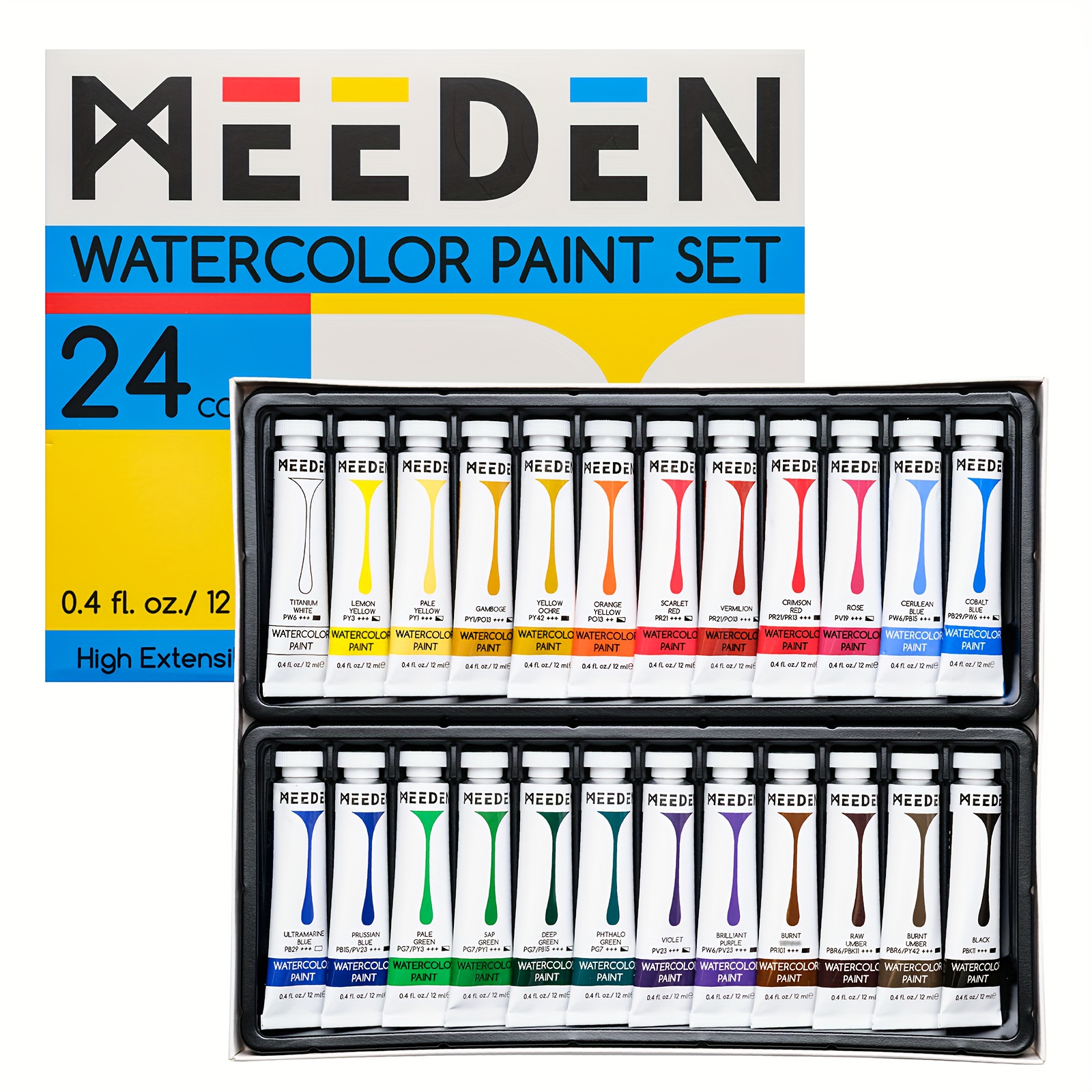  MeiLiang Watercolor Paint Set 52 Colors in Half Pans with  Drawing Pencil, Paint Brushes, 5 Watercolor Paper, Sponge, Black Drawing  Pens, Art Supplies for Adults Travel Watercolor & Purple Box 