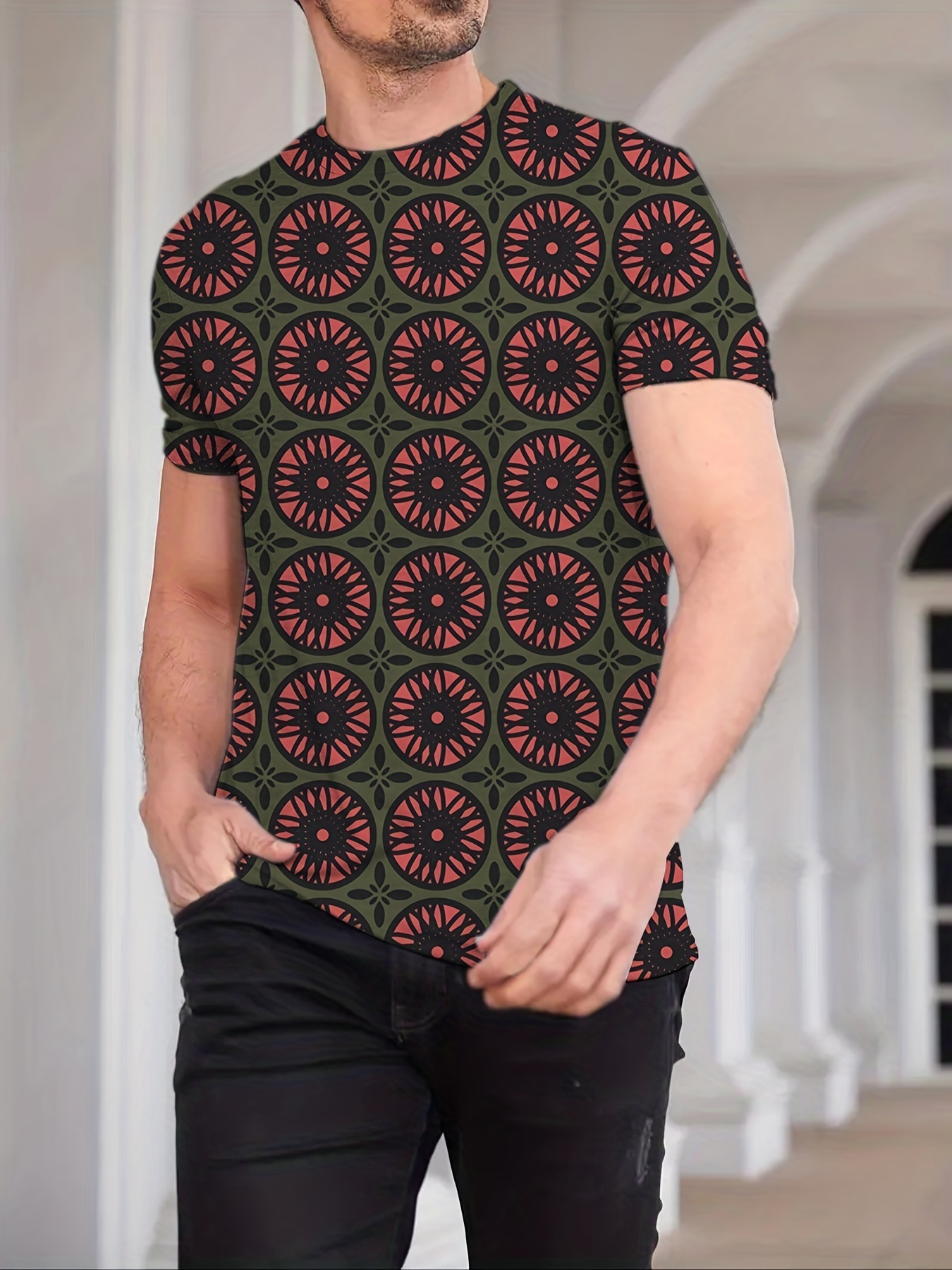 Flower Digital Print Mens Novelty T Shirt Stylish Tees For - Temu Australia