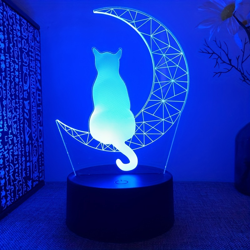 1 Pieza Luz Nocturna En Forma Gato 3d Lámpara Mesa Ilusión - Temu