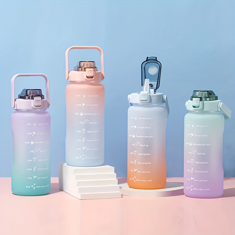 Botella de agua de vidrio de 32 onzas con marcador de tiempo, tapa de  bambú, funda de neopreno para llevar, viajes, gimnasio, hogar,  reutilizable