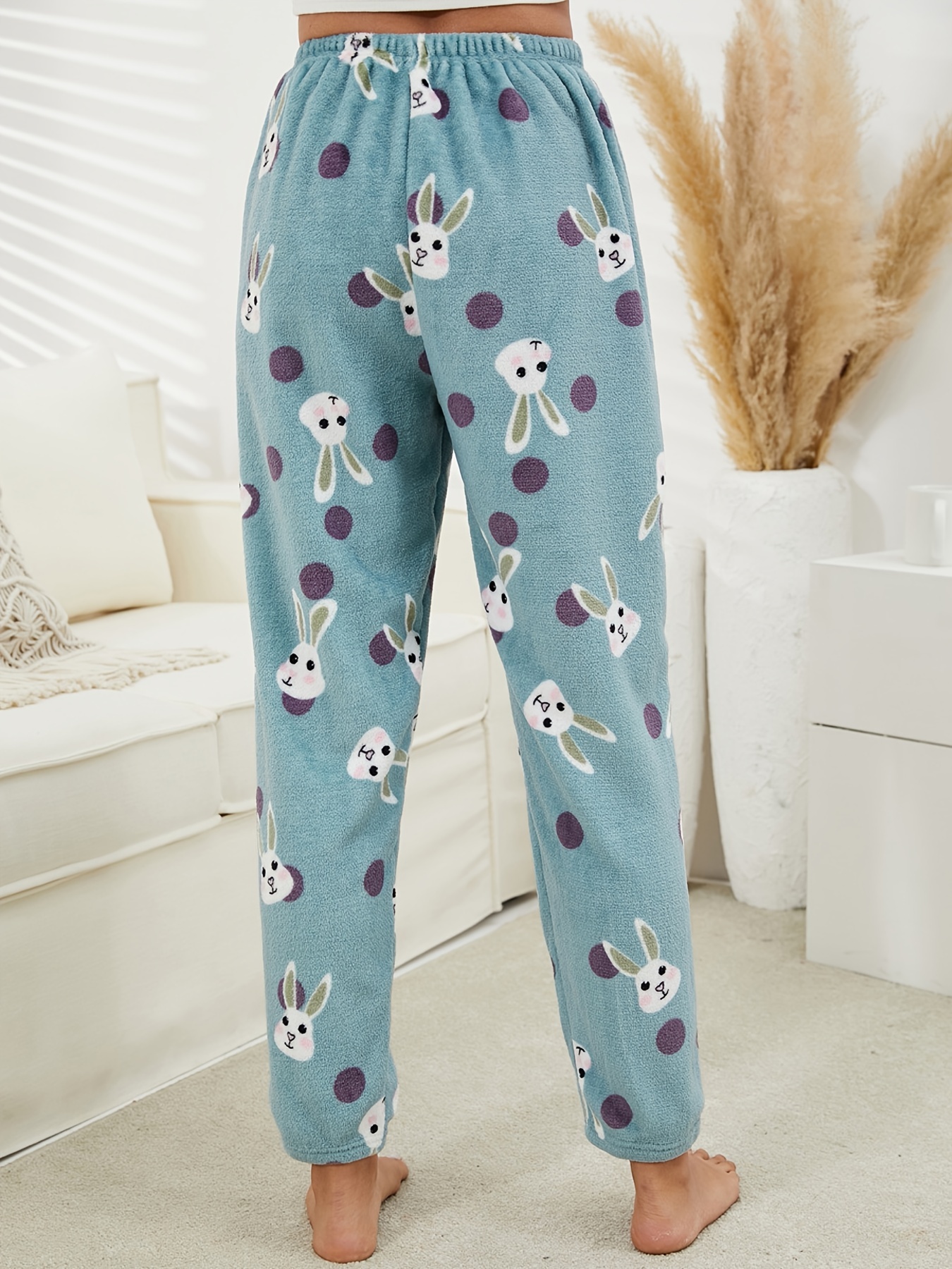 Warm & Thermal Lounge Pants, Women's Fun Rabbit Prints Fluffy Plush Pajama  Pants