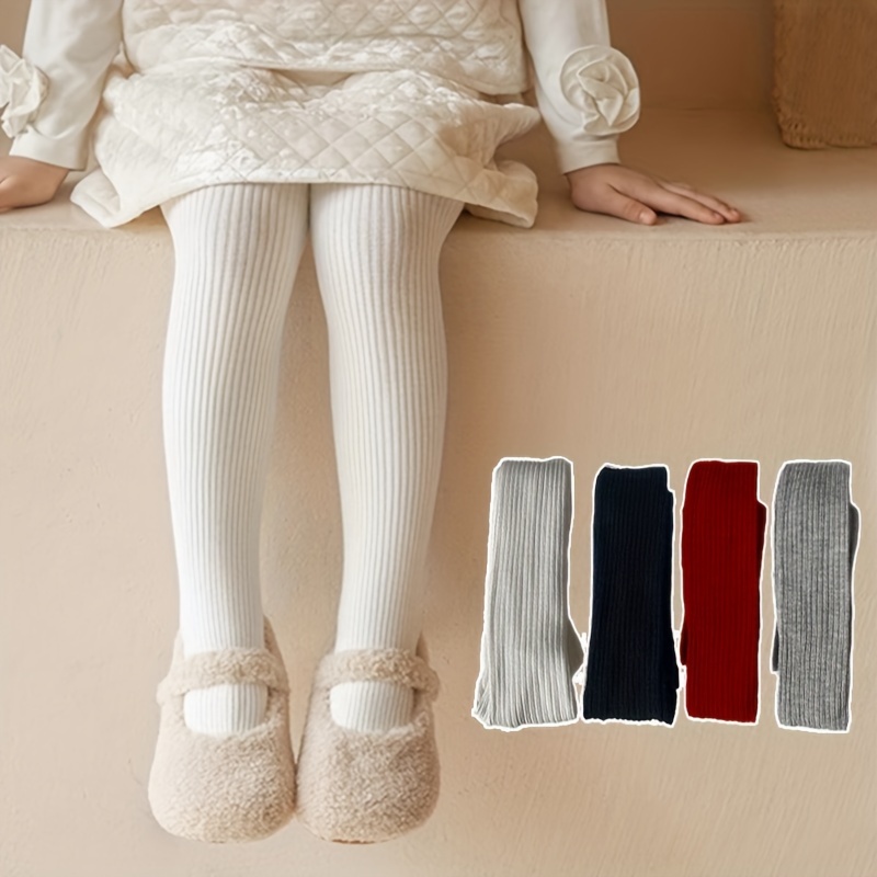 Girl's Solid Comfy Breathable Cotton Blend Leggings - Temu