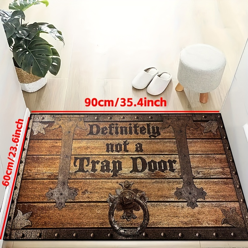 Wooden Box Trap Print Doormat, Dirt Resistant Rug, Low Pile Indoor