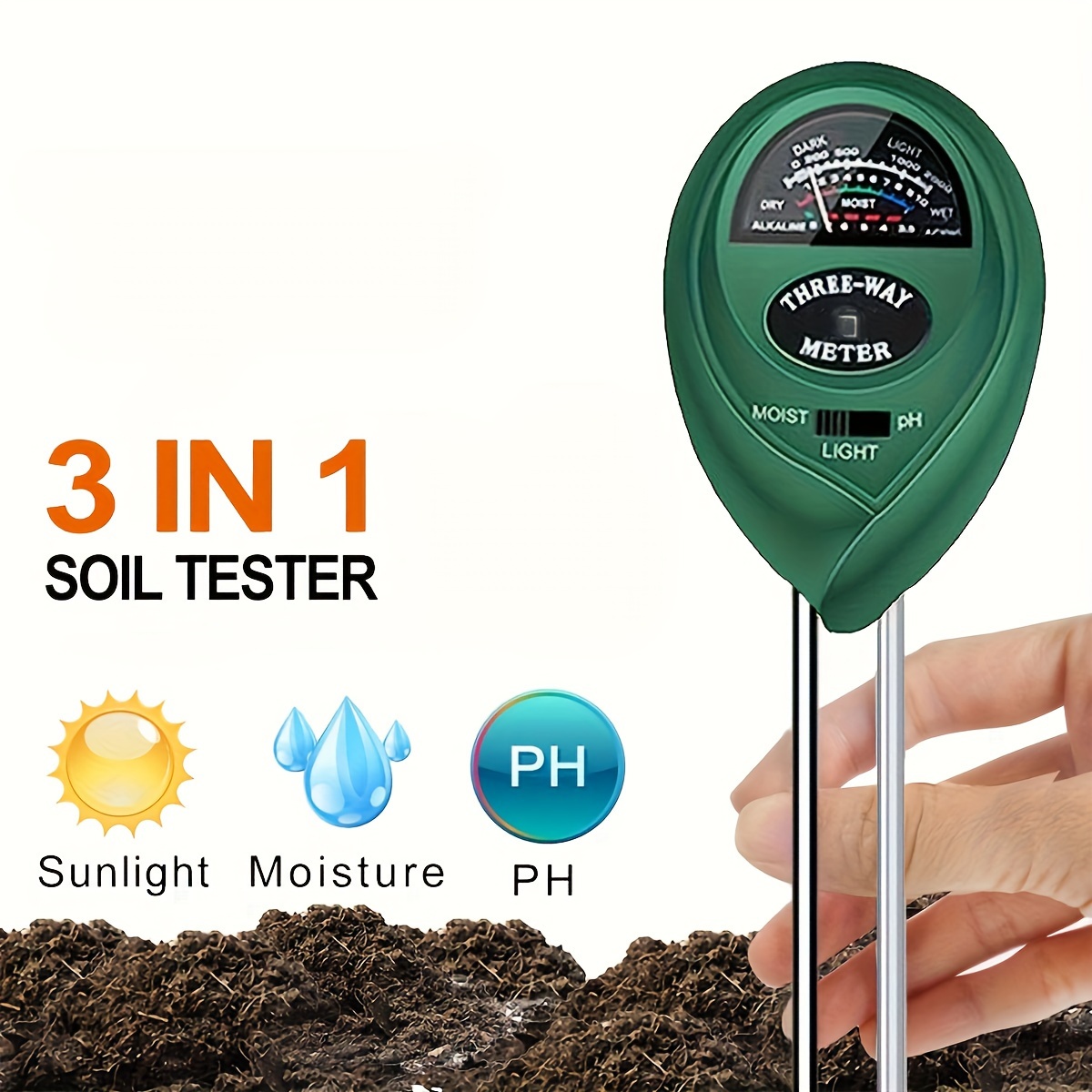 Medidor de humedad del suelo, monitor de humedad del suelo para plantas de  casa, sensor de humedad del higrómetro del suelo para interiores y