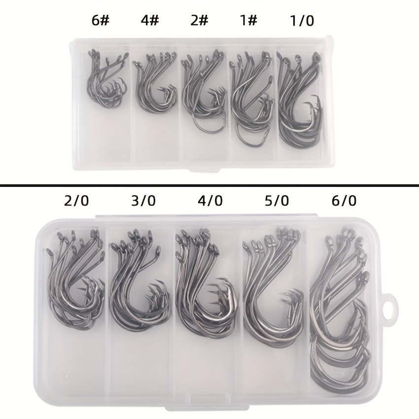 UCEC 150 Pieces Per Box Circle 2X Strong Customized Offset Sport Hooks  Black High Carbon Steel Octopus Fishing Hooks - Size:#1 1/0 2/0 3/0 4/0 5/0  6/0 8/0 
