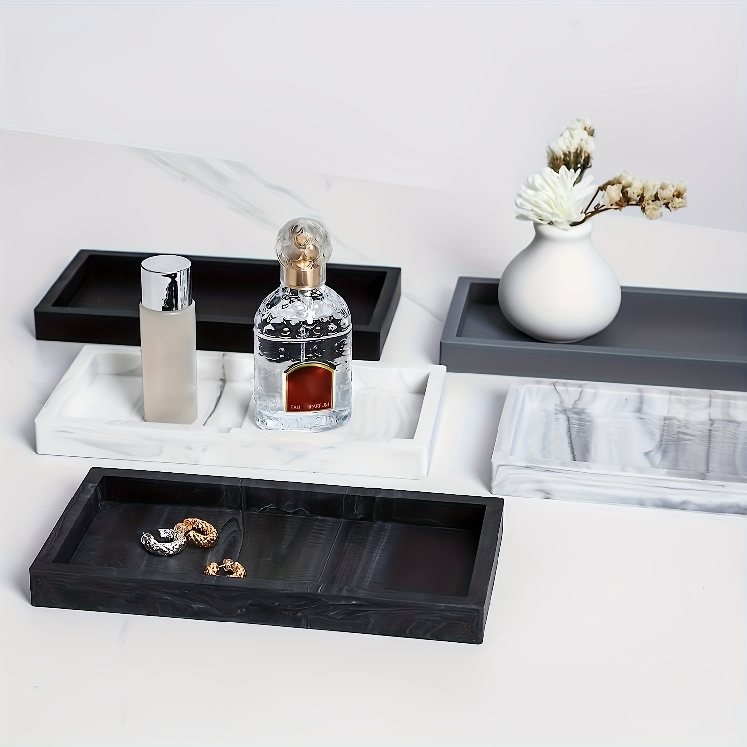 Silicone Bathroom Vanity Tray With Soap Dispenser - Organize Your Bathroom  Sundries And Hands Soap, Shampoo, And Perfume - Temu